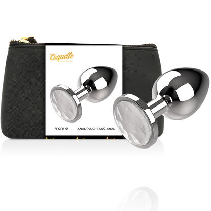 COQUETTE CHIC DESIRE - PLUG ANAL METAL COR BRANCA TAMANHO L 4 X 9 CM