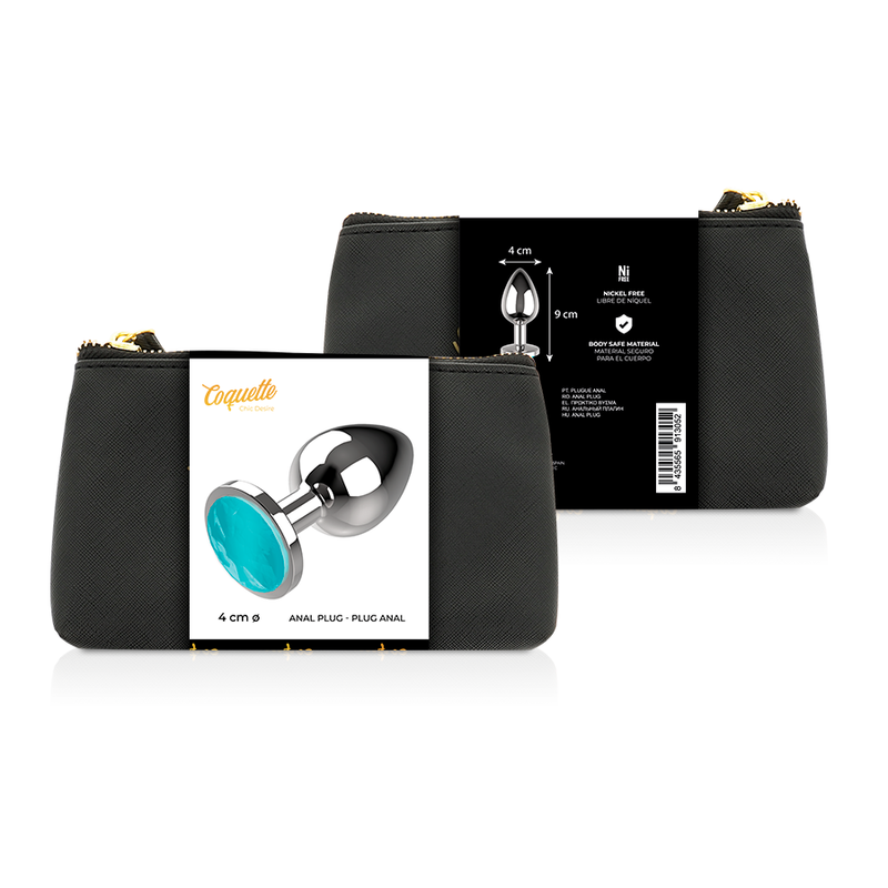 COQUETTE CHIC DESIRE - PLUG ANAL METAL COR AZUL TAMANHO L 4 X 9 CM