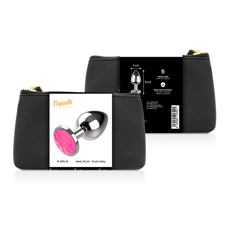 COQUETTE CHIC DESIRE - PLUG ANAL METAL COR ROSA TAMANHO L 4 X 9 CM