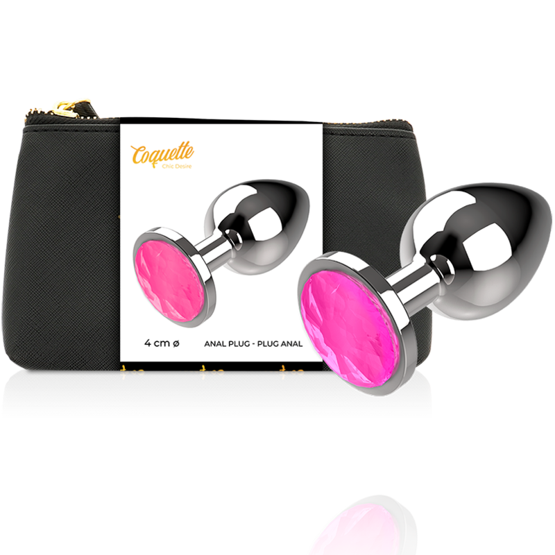 COQUETTE CHIC DESIRE - PLUG ANAL METAL COR ROSA TAMANHO L 4 X 9 CM