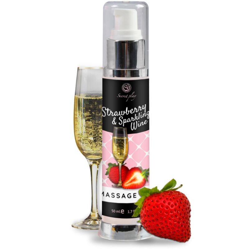 SECRETPLAY - ÓLEO DE MASSAGEM DE MORANGO E VINHO ESPUMANTE 50 ML