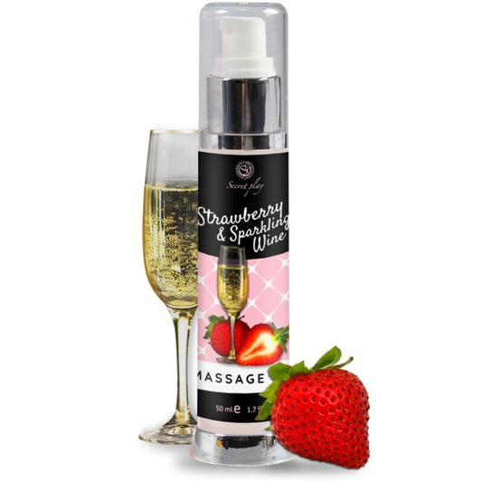 SECRETPLAY - ÓLEO DE MASSAGEM DE MORANGO E VINHO ESPUMANTE 50 ML