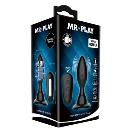 MR PLAY - PLUG ANAL COM VIBRAÇÃO PRETO CONTROLE REMOTO