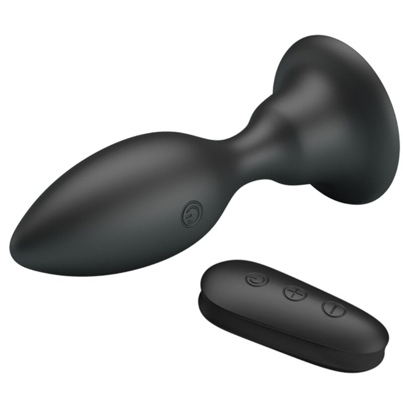 MR PLAY - PLUG ANAL COM VIBRAÇÃO PRETO CONTROLE REMOTO