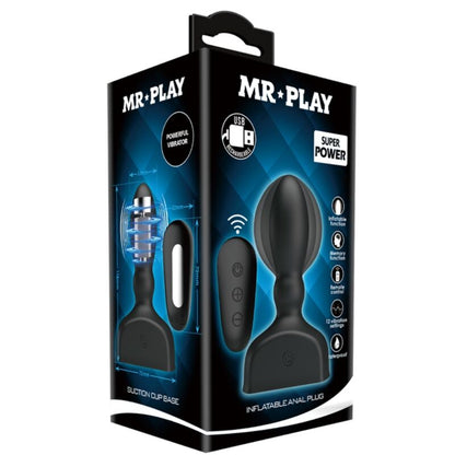 MR PLAY - PLUG ANAL INFLÁVEL PRETO COM CONTROLE REMOTO