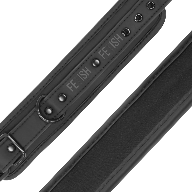 FETISH SUBMISSIVE - COLAR DE COURO VEGANO E ALGEMAS COM FORRO DE NOPRENE